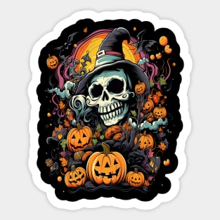 Halloween Skull Wizard Sticker